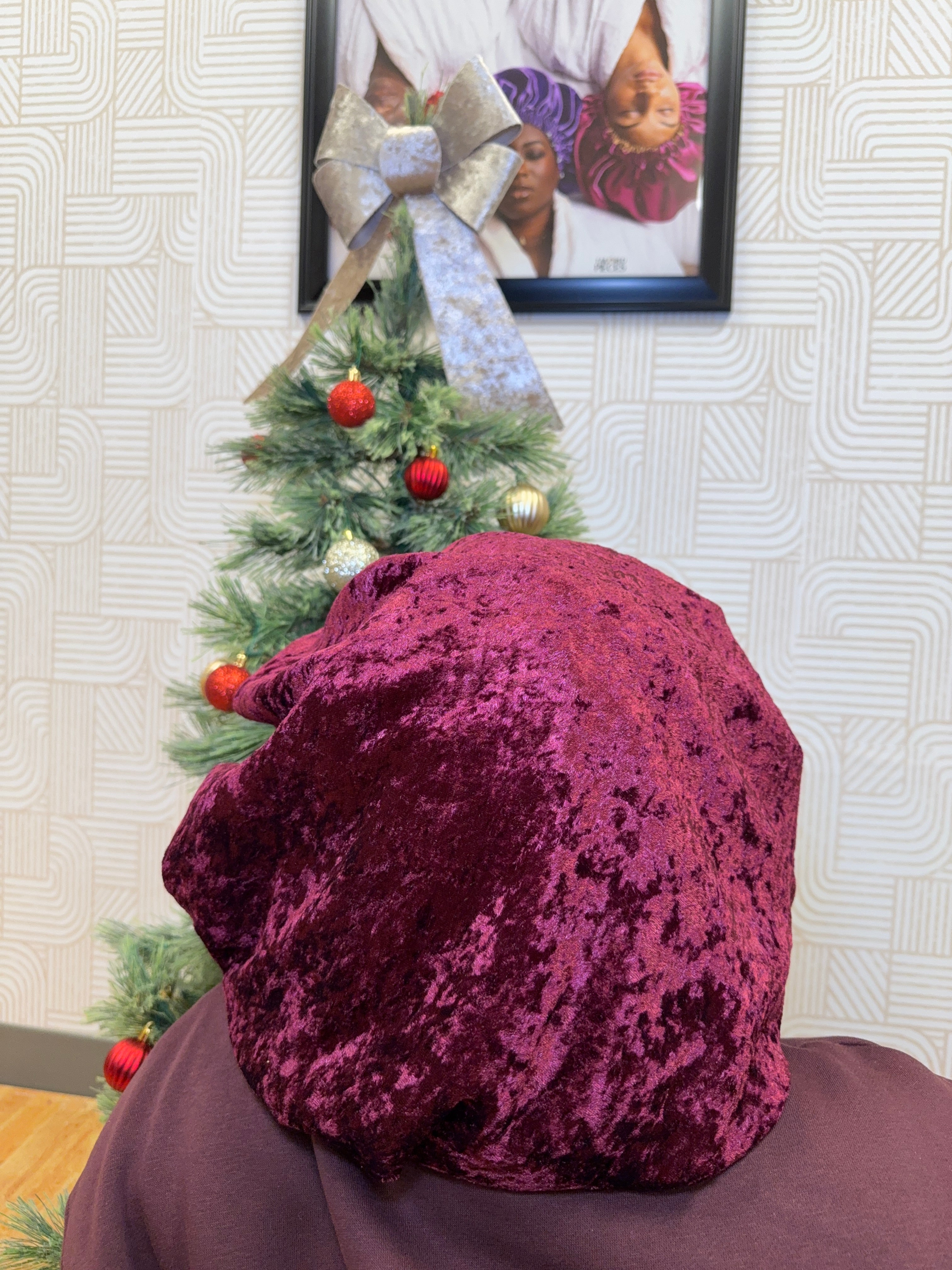 Burgundy Velvet Holiday Bonnet