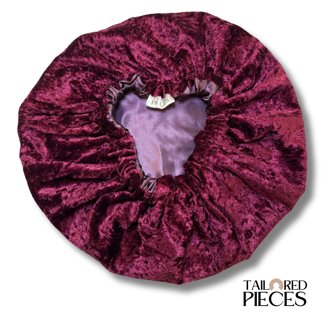 Burgundy Velvet Holiday Bonnet