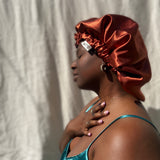 Spice Orange & Brown Reversible Satin Bonnet