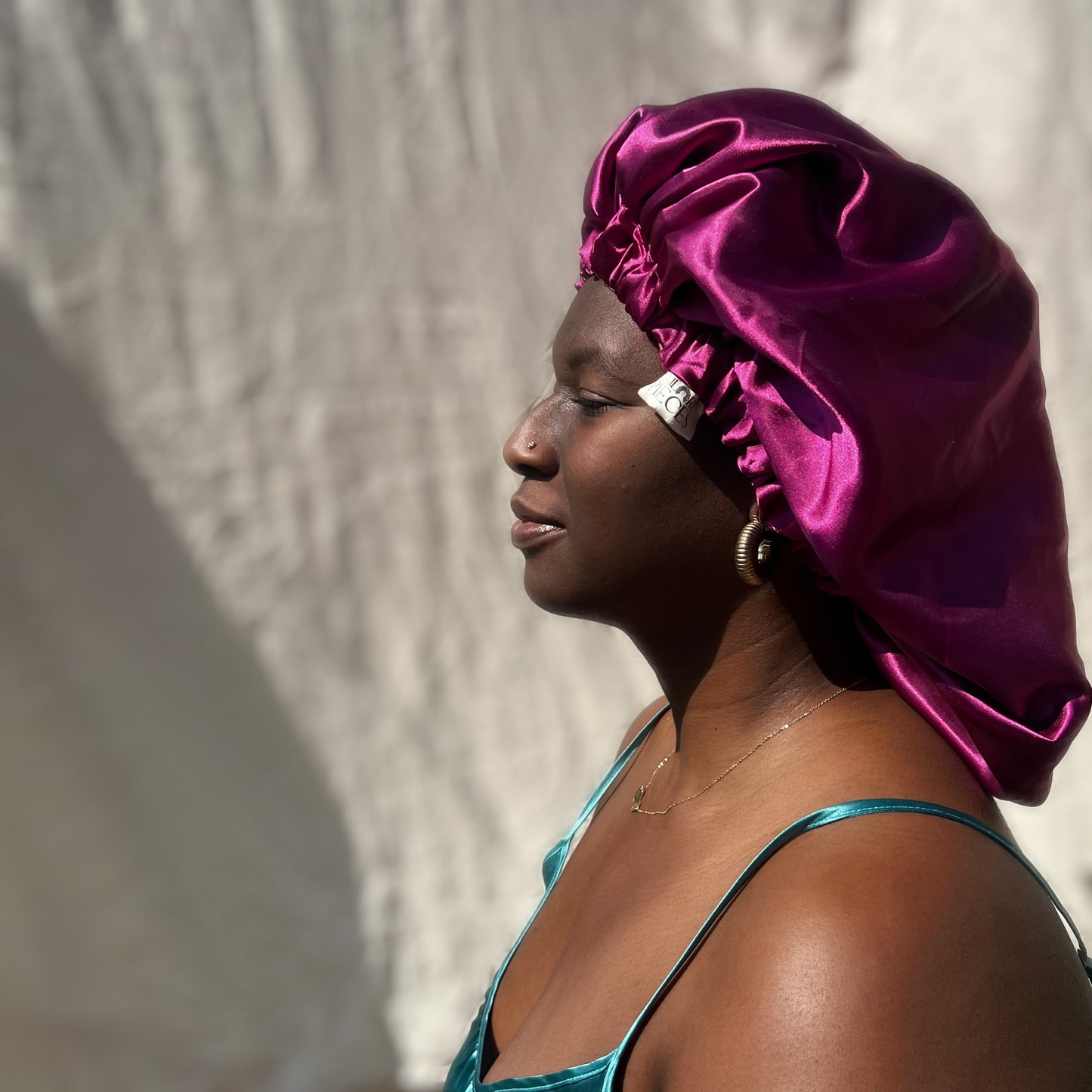 Pink & Gold Reversible Satin Bonnet